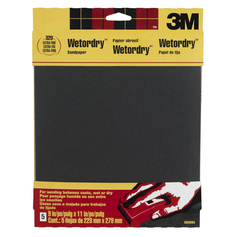 3M 11 in. L x 9 in. W 320 Grit Silicon Carbide Sandpaper 5 pk (Pack of 10)