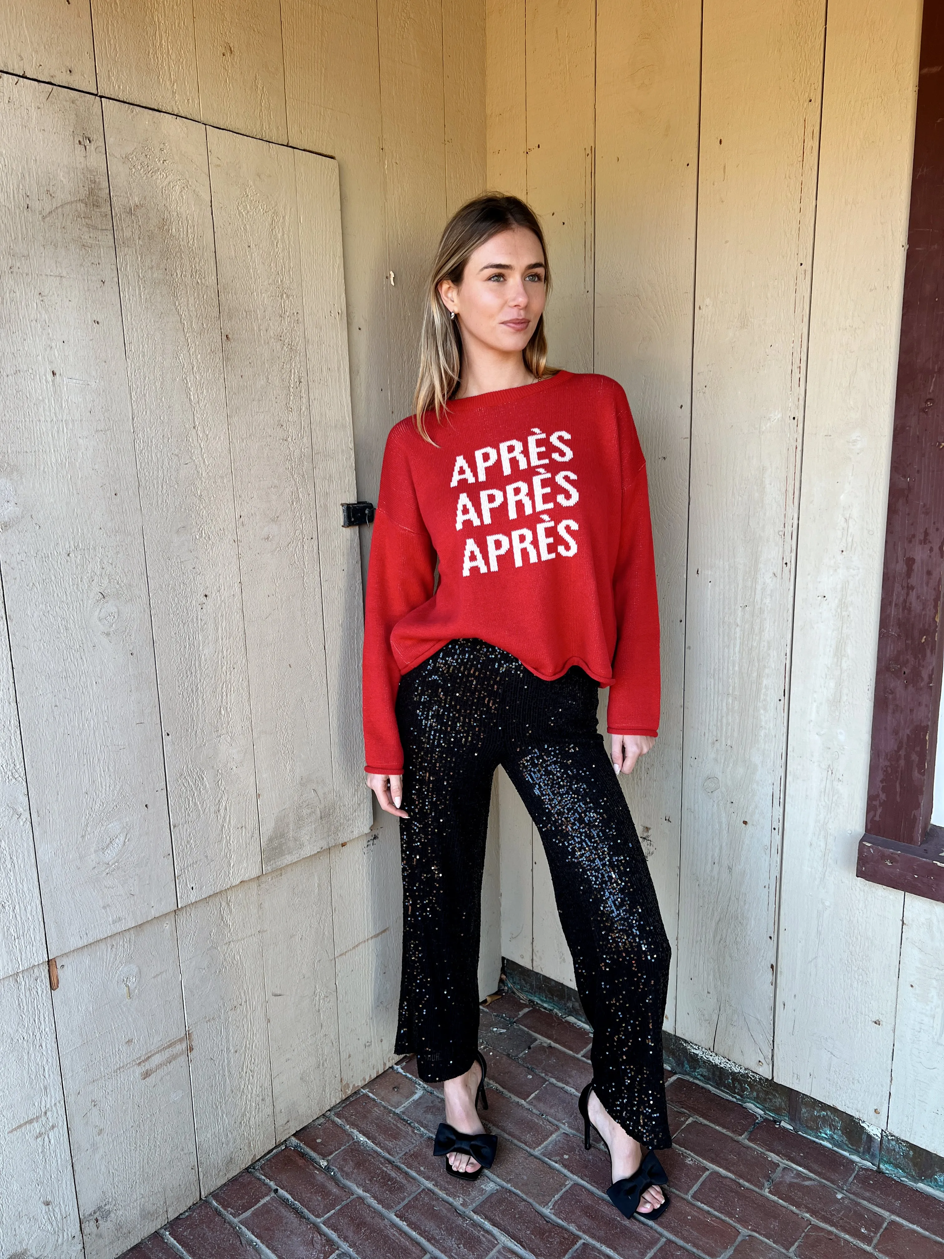 Apres Apres Apres Box Sweater - Red/Natural