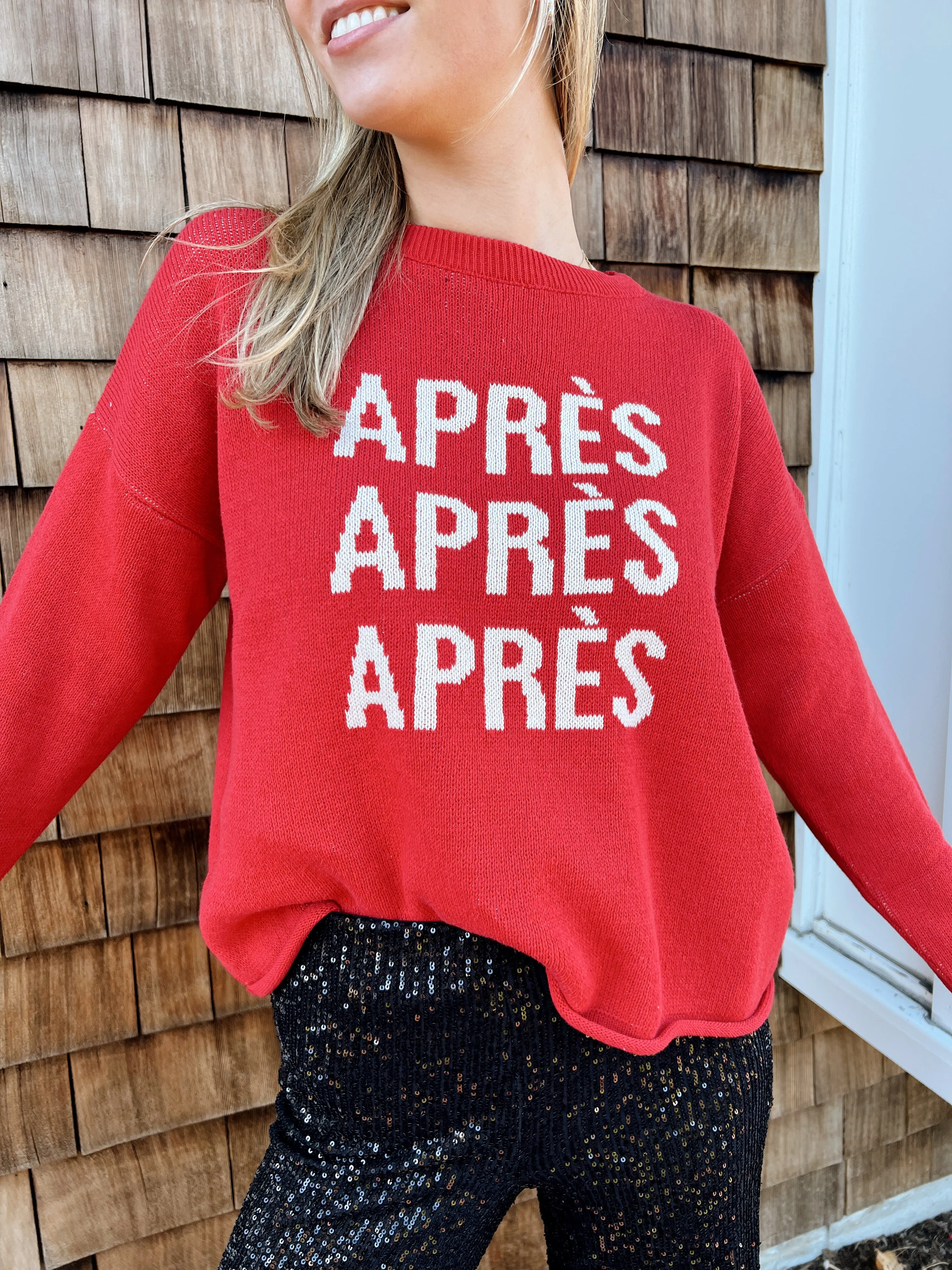 Apres Apres Apres Box Sweater - Red/Natural