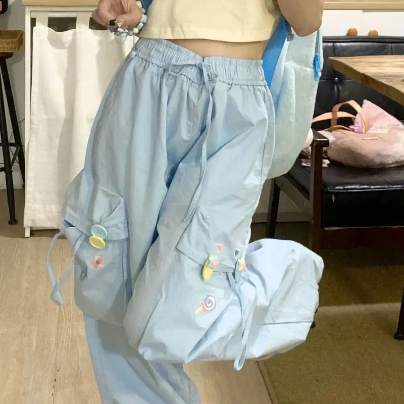 Baby Blue Kawaii Cargo Pants