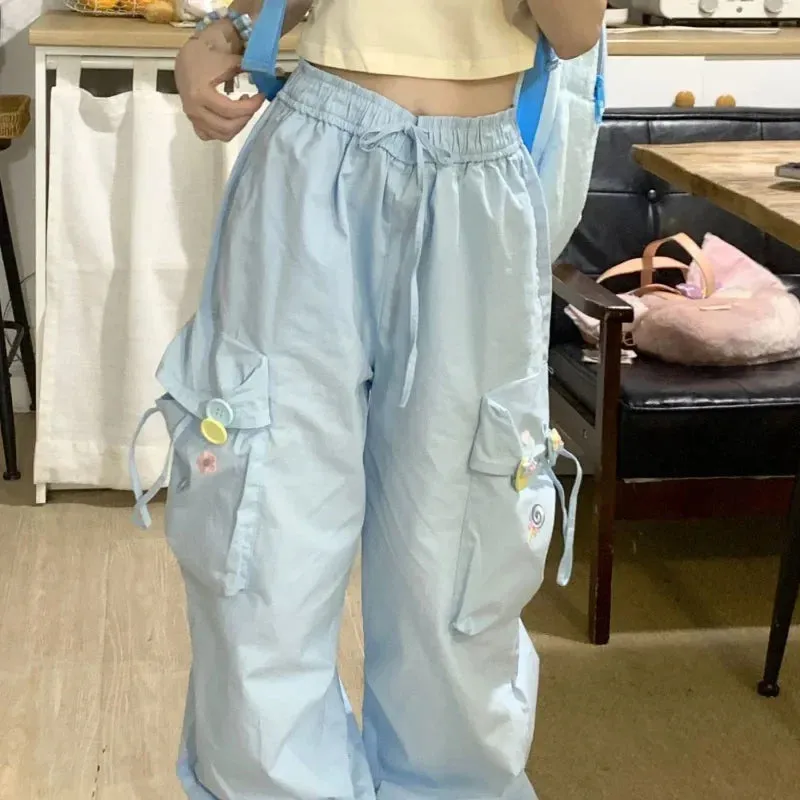 Baby Blue Kawaii Cargo Pants