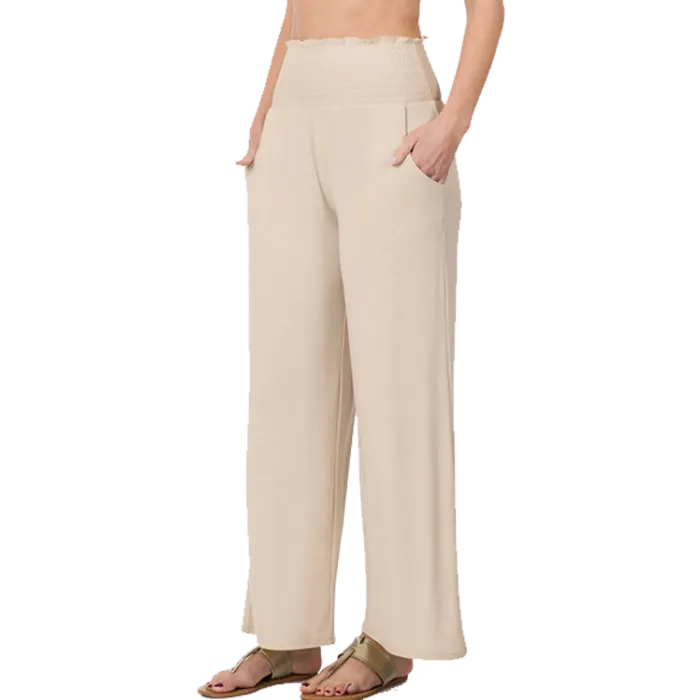 Beige Wide Leg Lounge Pants