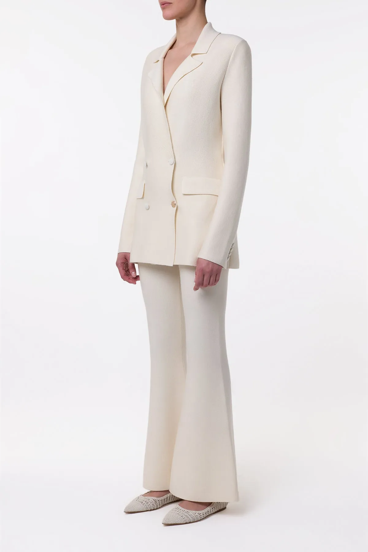 Bowen Knit Jacket in Ivory Merino Wool Cashmere