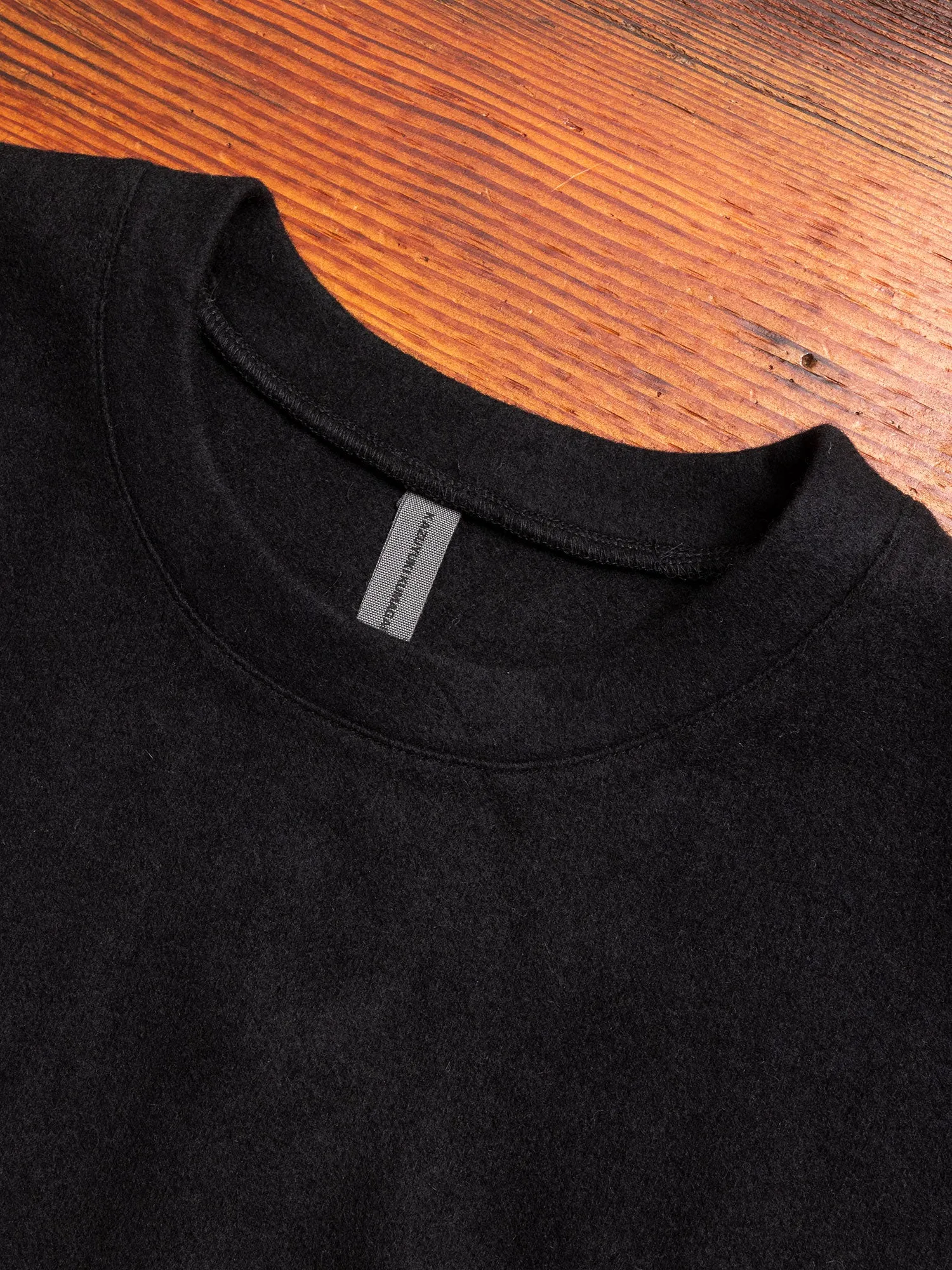 Cashmere Flannel Relaxed Crewneck Sweater in Black