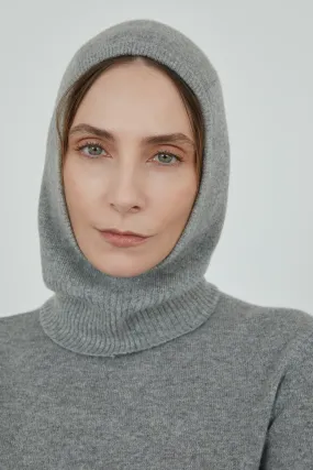 Cathy knitted balaclava hat | Grey - Cashmere wool