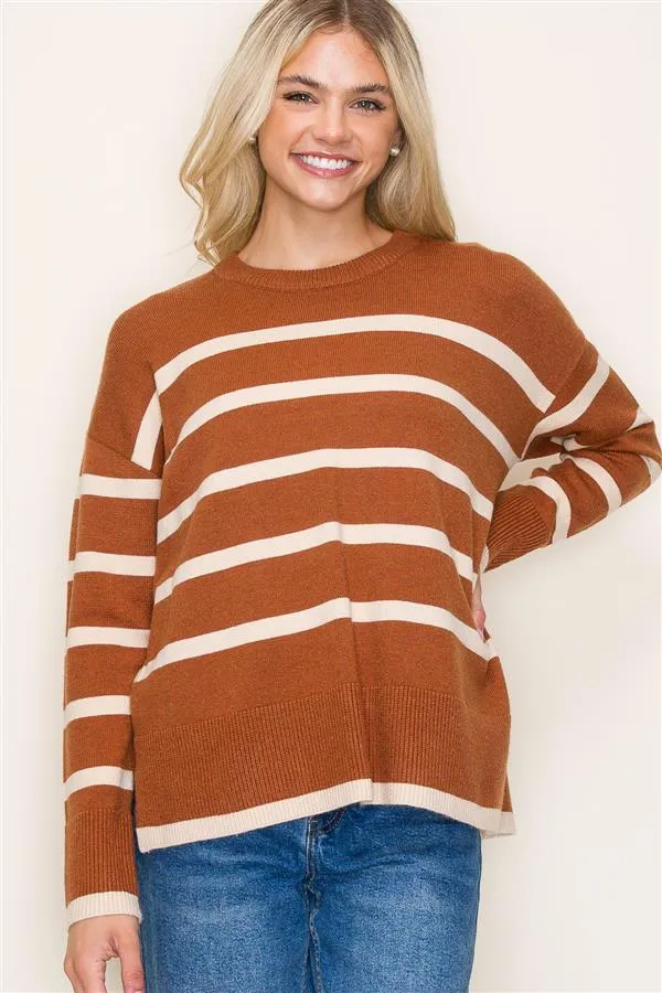 Coffee To Go Striped Sweaters - 2 Colors!