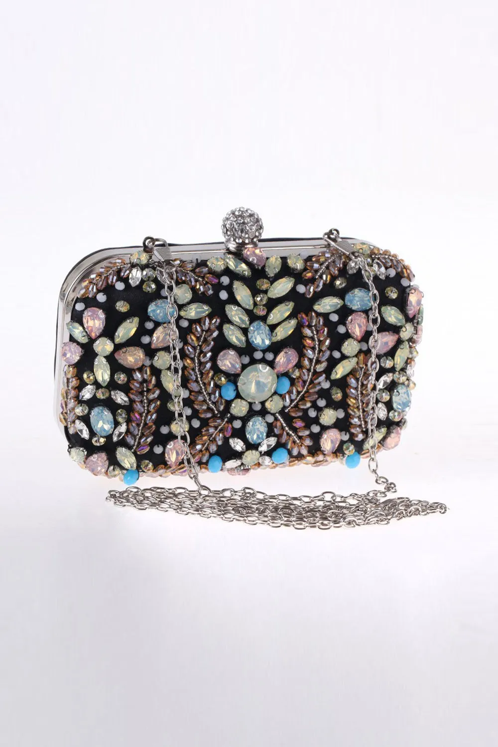 Delicate Black Handbag with Rhinestones