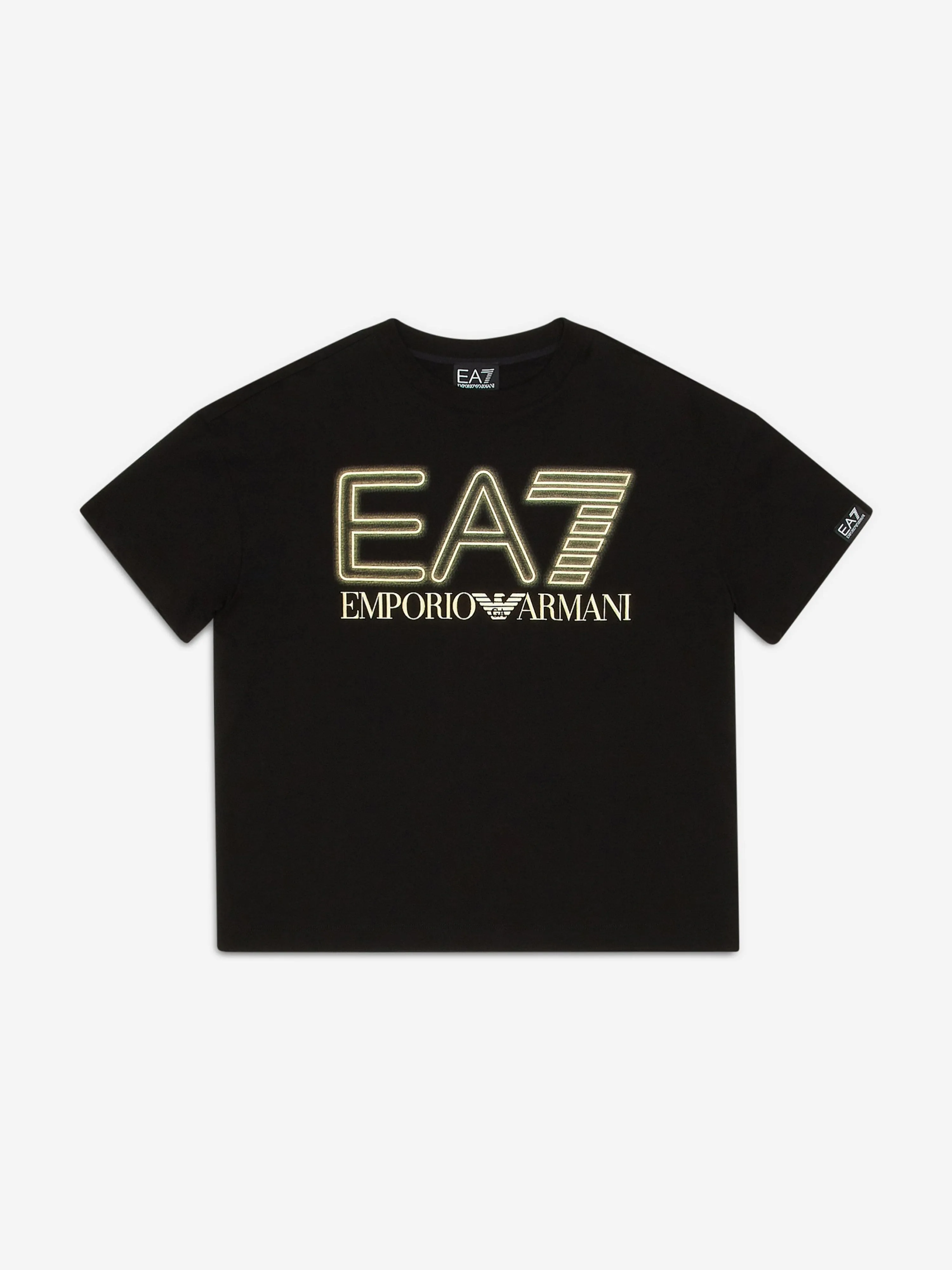 EA7 Emporio Armani Boys Gold Logo T-Shirt in Black