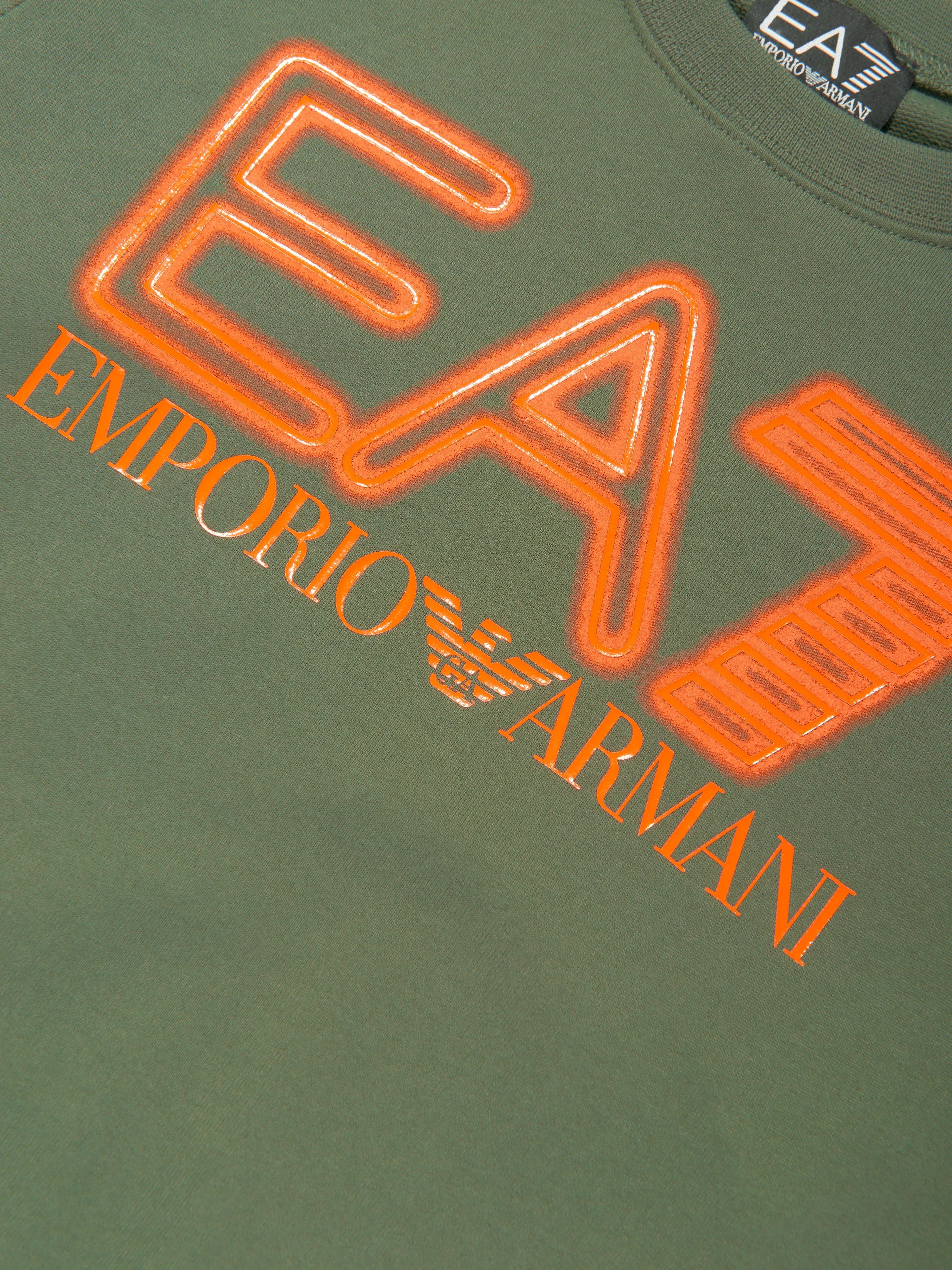 EA7 Emporio Armani Boys Large Logo Sweatshirt in Green