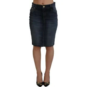 Fiorucci Chic Mid Waist Dark Blue Denim Skirt