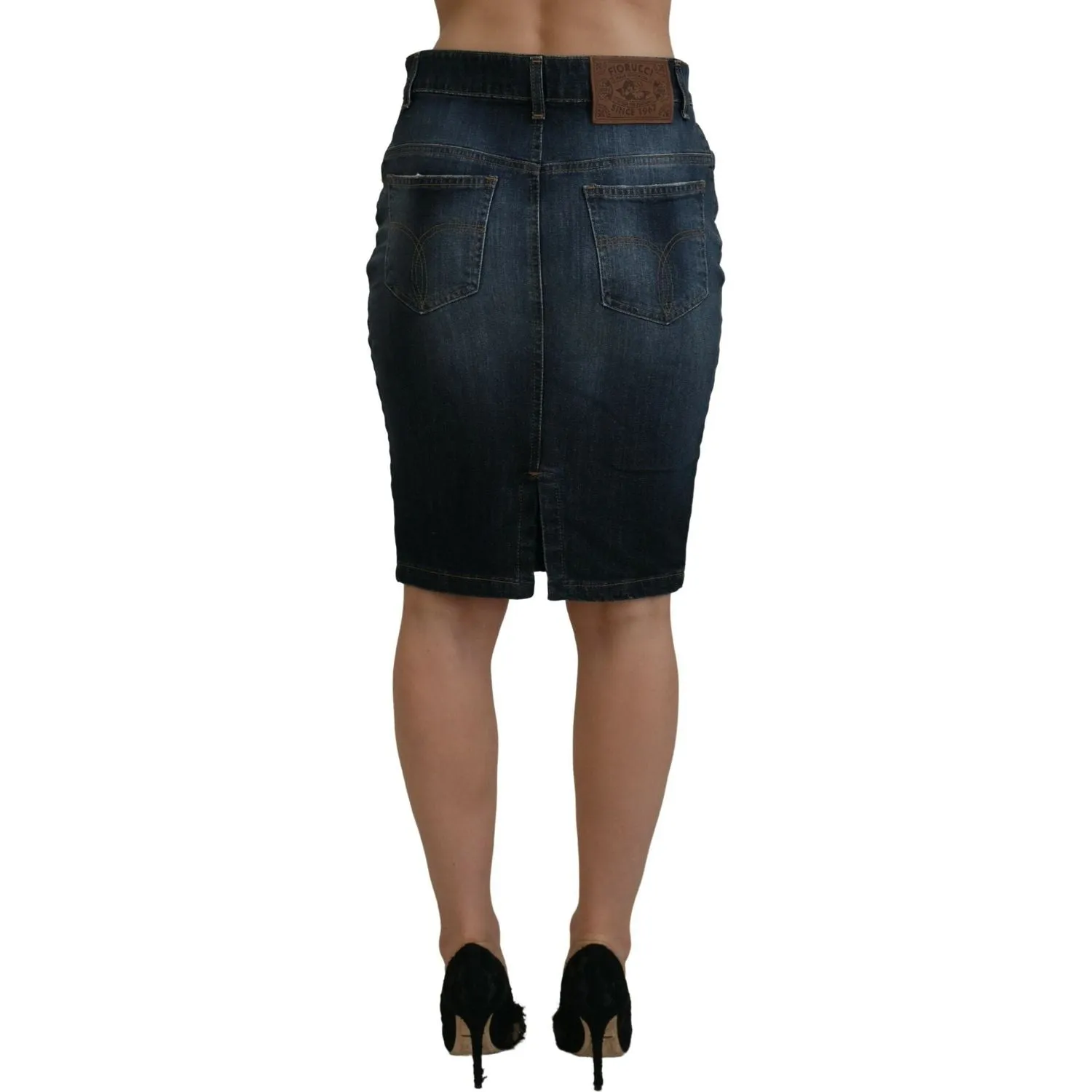 Fiorucci Chic Mid Waist Dark Blue Denim Skirt