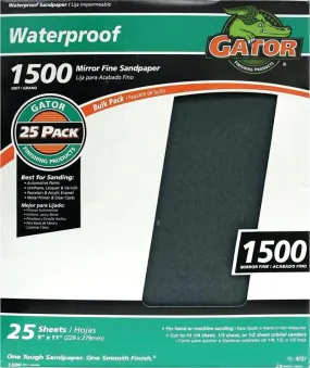 Gator 3287 Sanding Sheet, 11 in L, 9 in W, 1500 Grit, Silicone Carbide Abrasive :EA: QUANTITY: 25