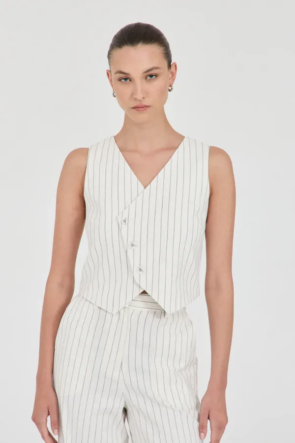 Jayden Stripe Waistcoat White Stripe