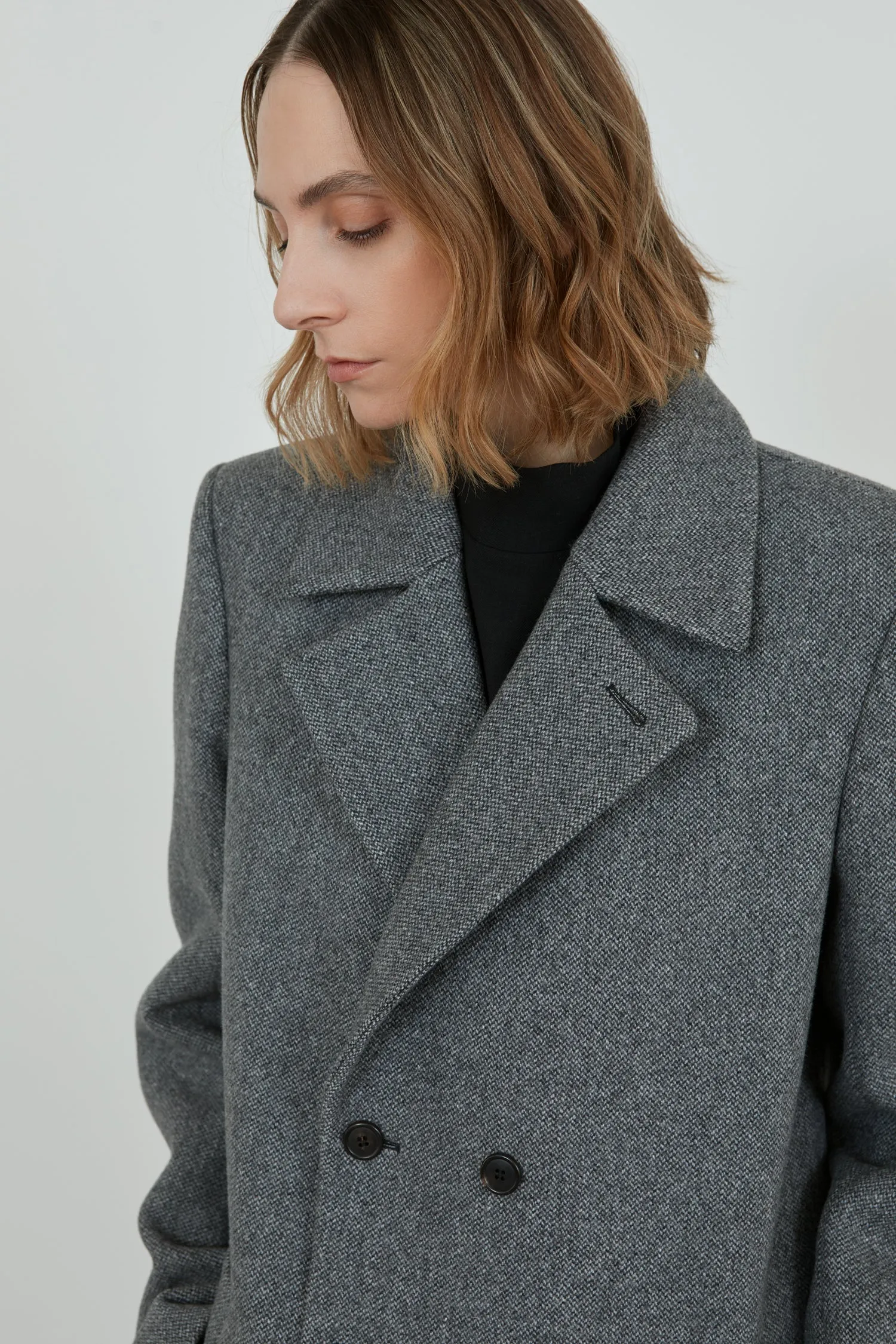 Laurence coat | Grey melange - Recycled wool blend