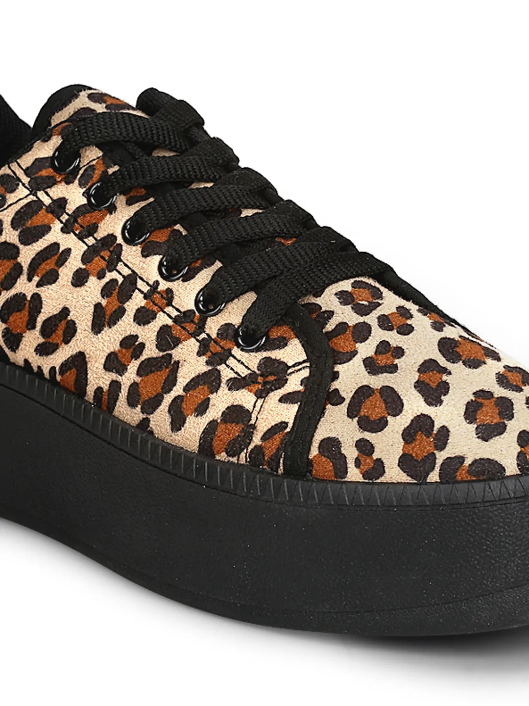 Leopard Canvas Lace-Up Sneakers