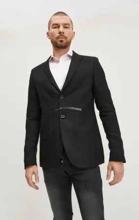 Lightweight Geometric Blazer Black