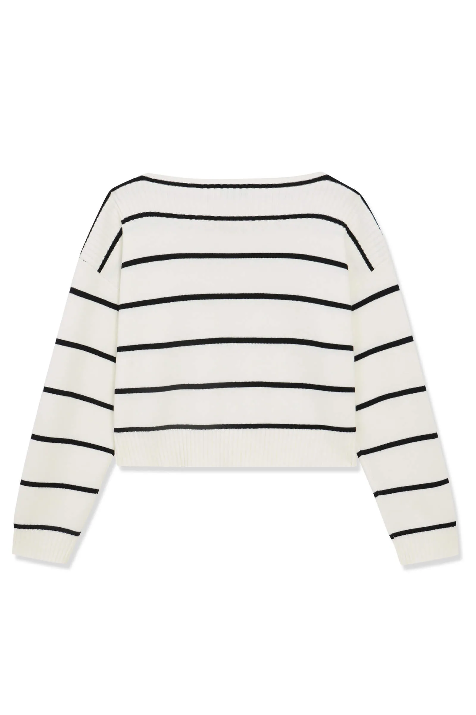 LILY Striped One-Shoulder Knit Sweater