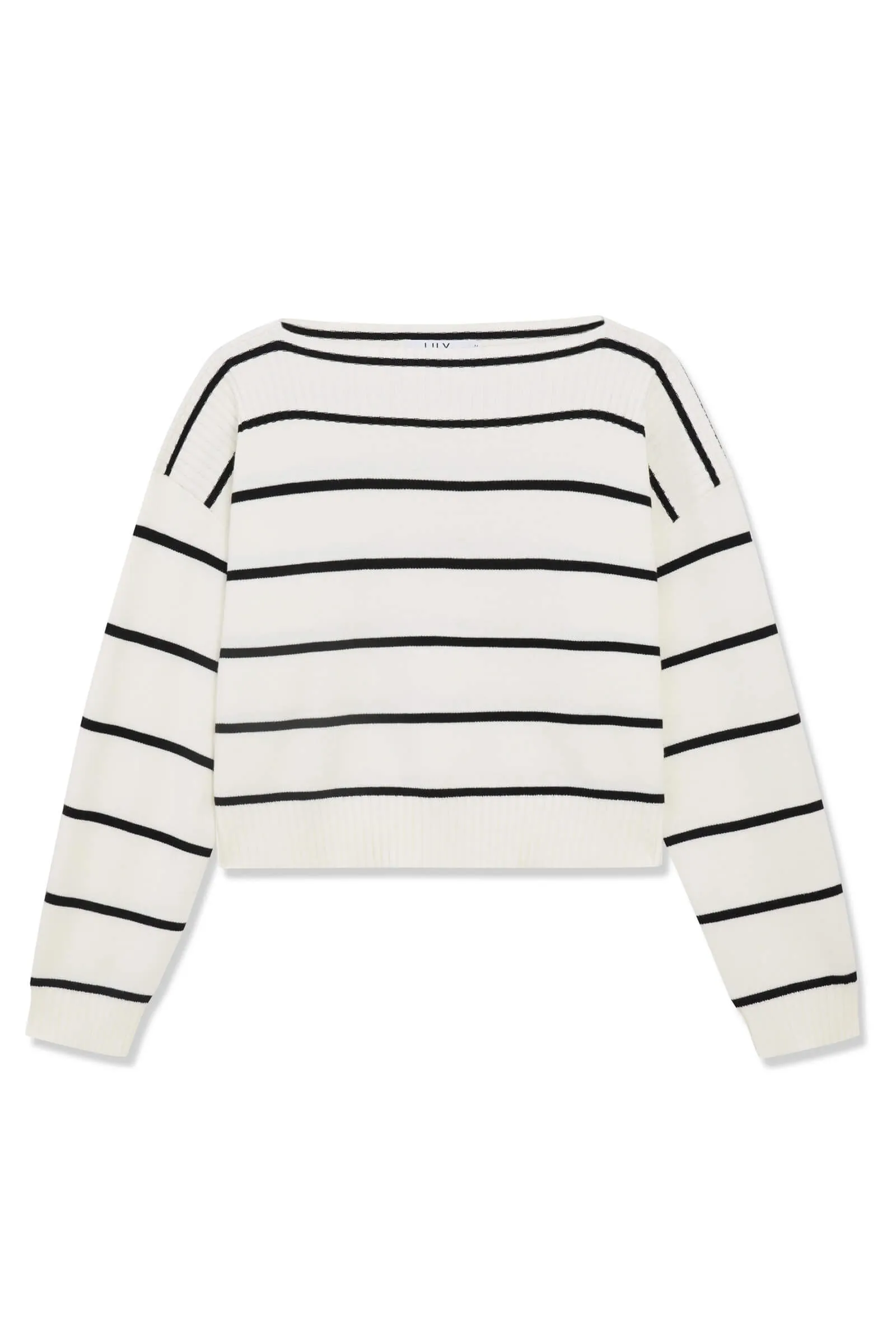 LILY Striped One-Shoulder Knit Sweater