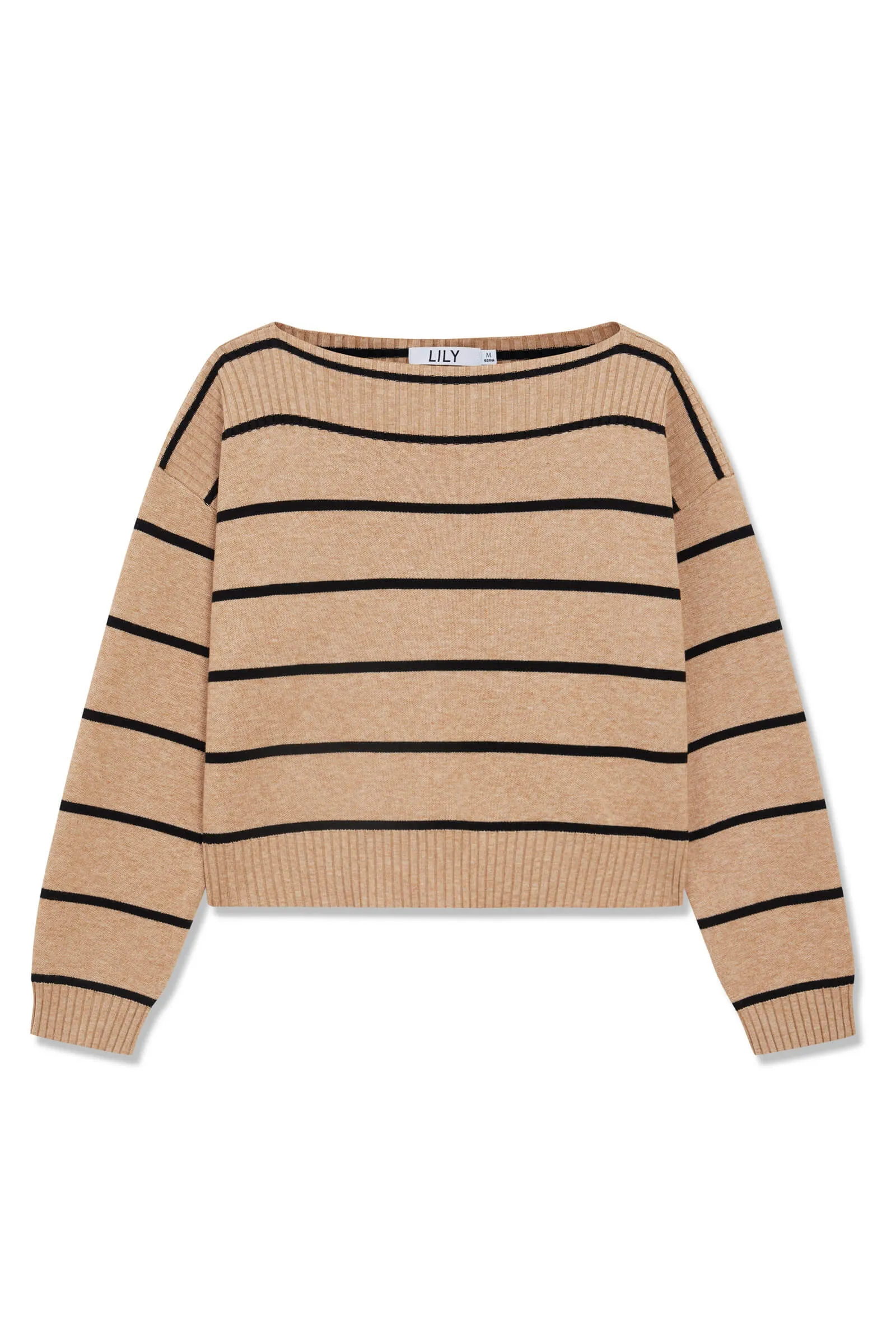 LILY Striped One-Shoulder Knit Sweater