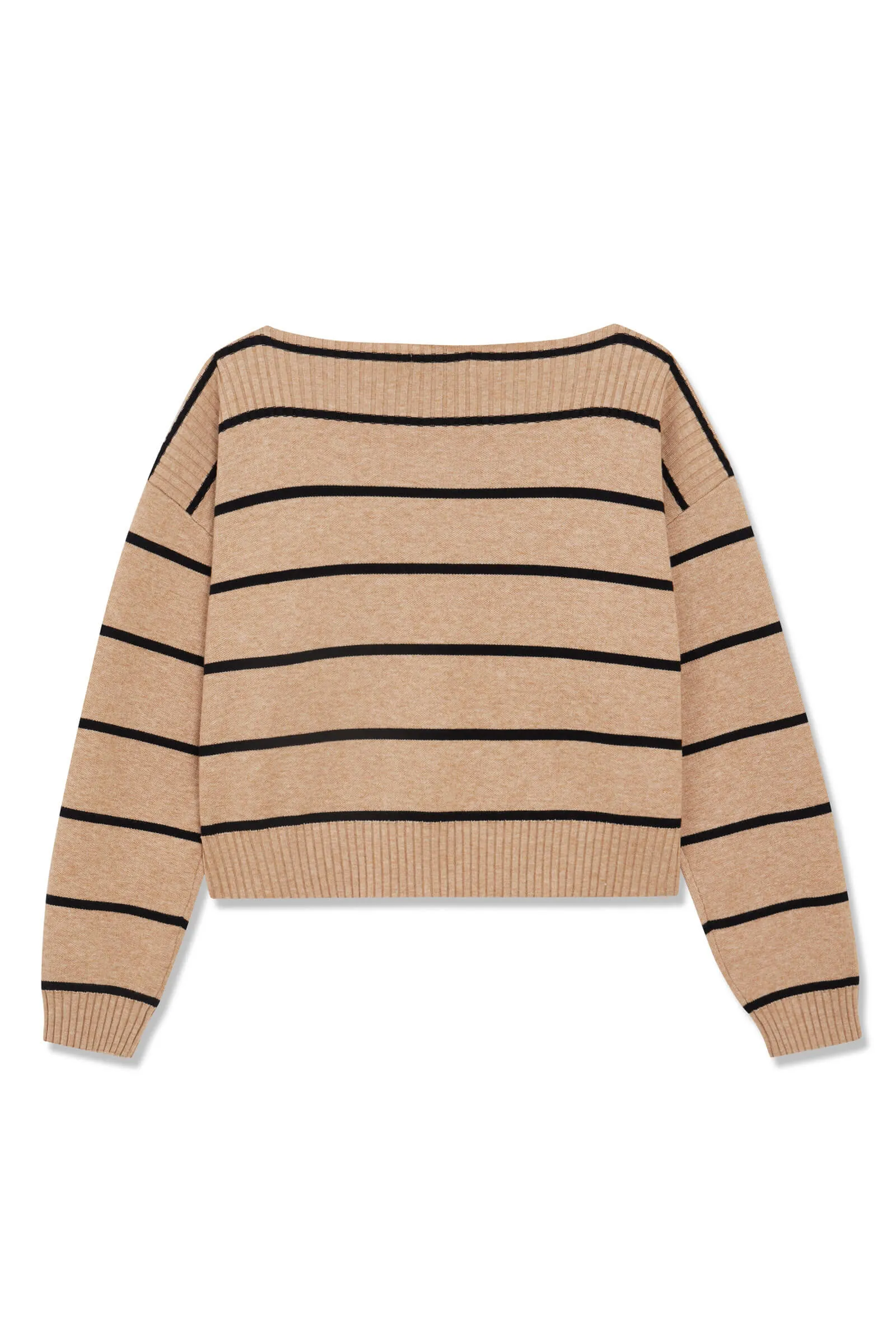 LILY Striped One-Shoulder Knit Sweater