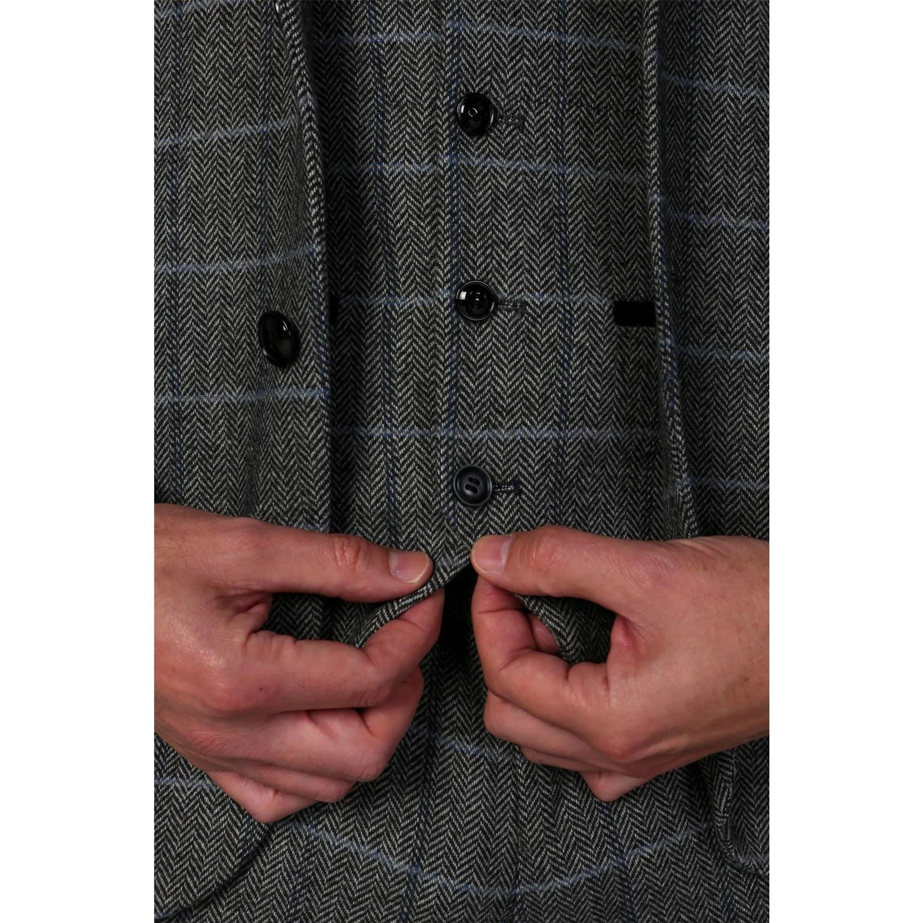 Men's Grey Blazer Tweed Herringbone Wool Blend Sport Coat