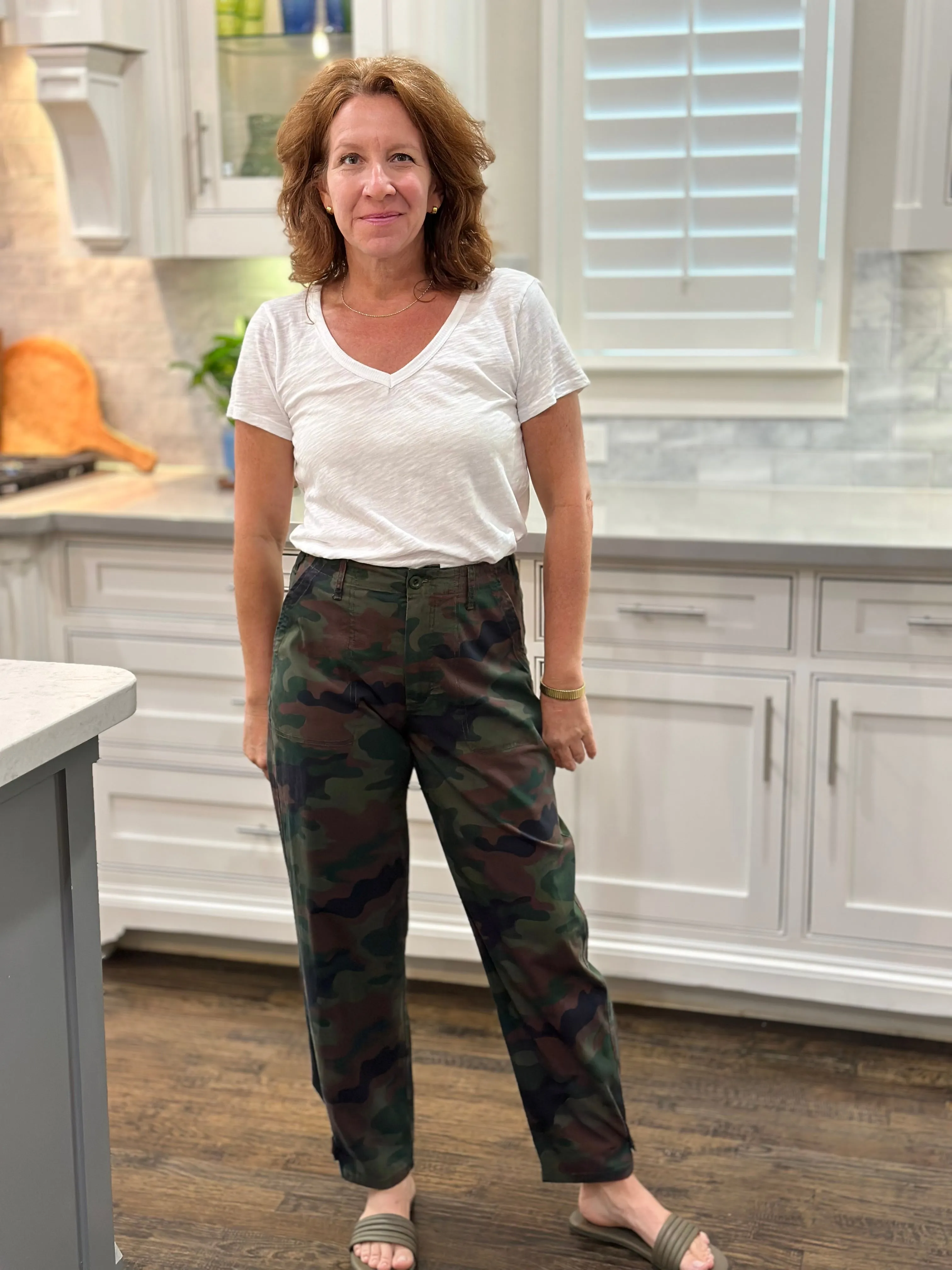 Michael Stars Maxine Convertible Straight Leg Pant in Olive Camo