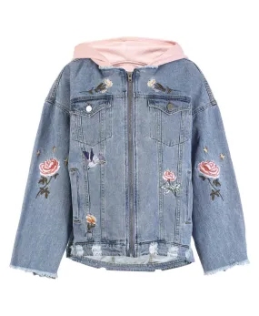 Oversized Floral Denim Jacket