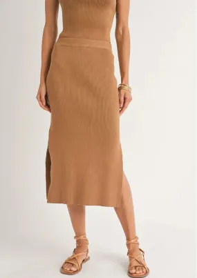 Renata Ribbed Midi Skirt - Camel