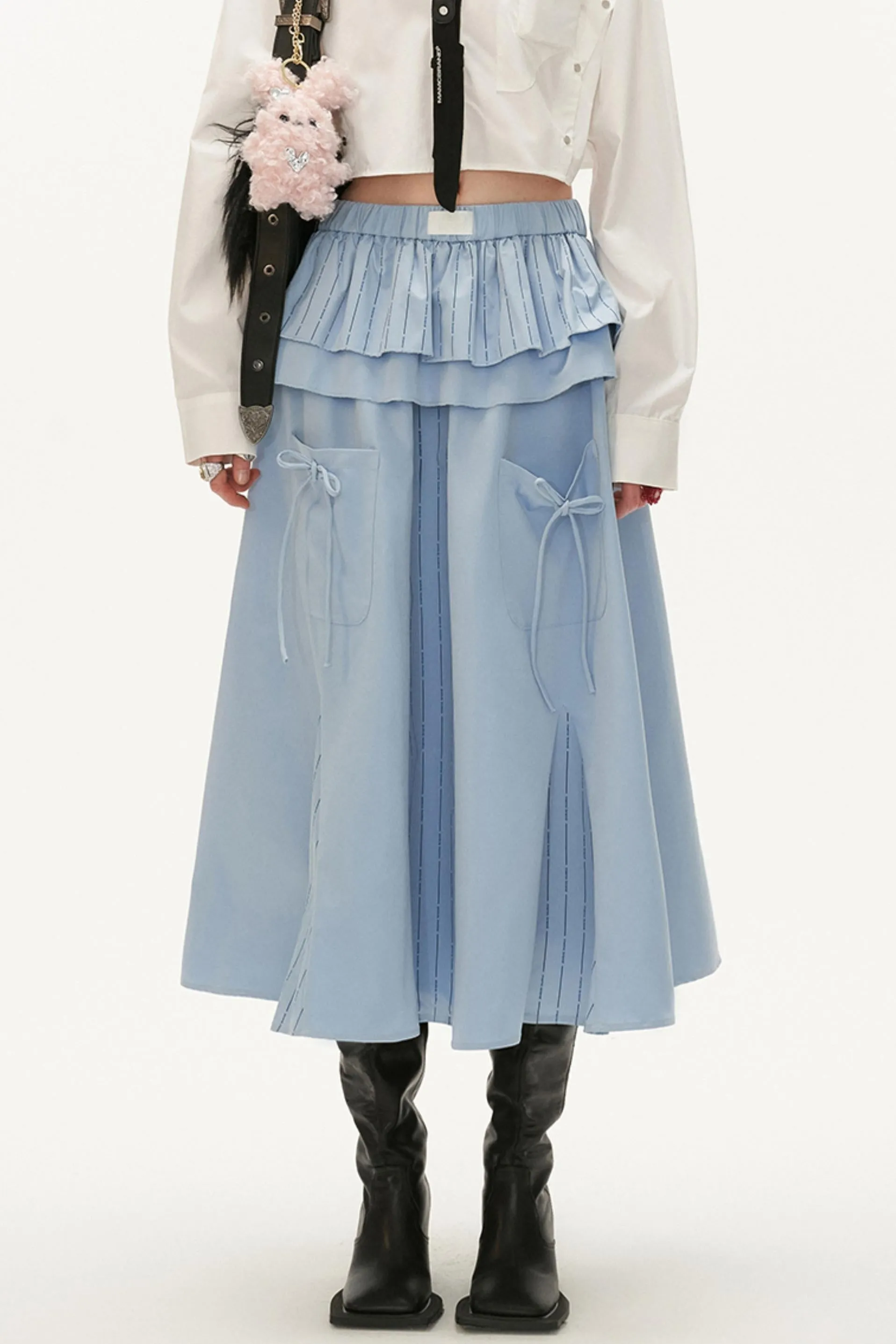 Ruffle Pocket Midi Skirt