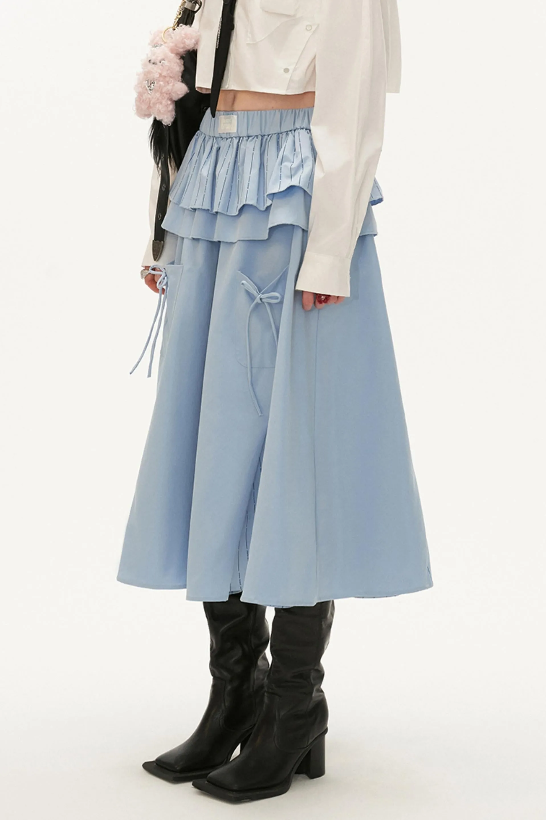 Ruffle Pocket Midi Skirt