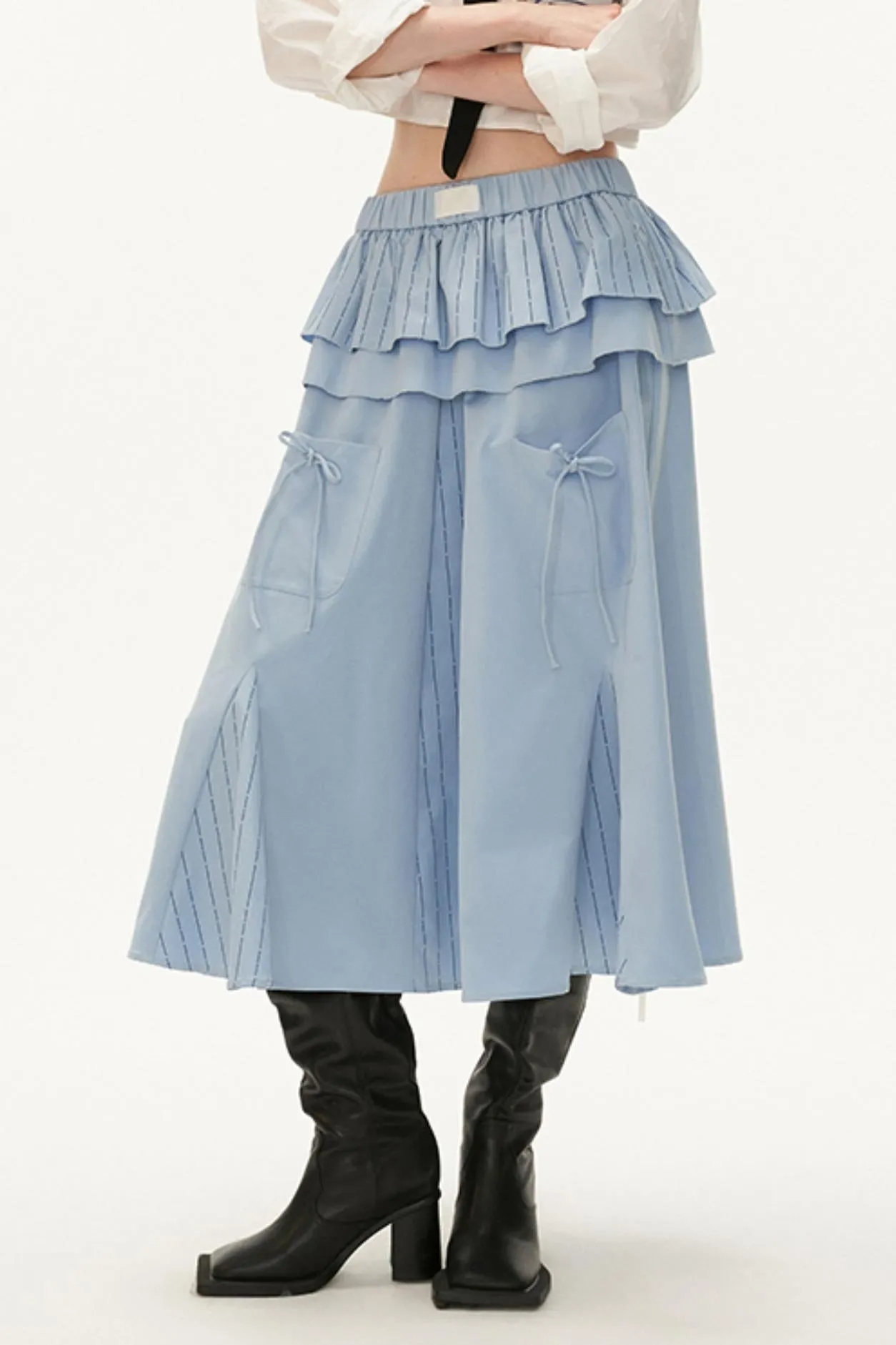 Ruffle Pocket Midi Skirt