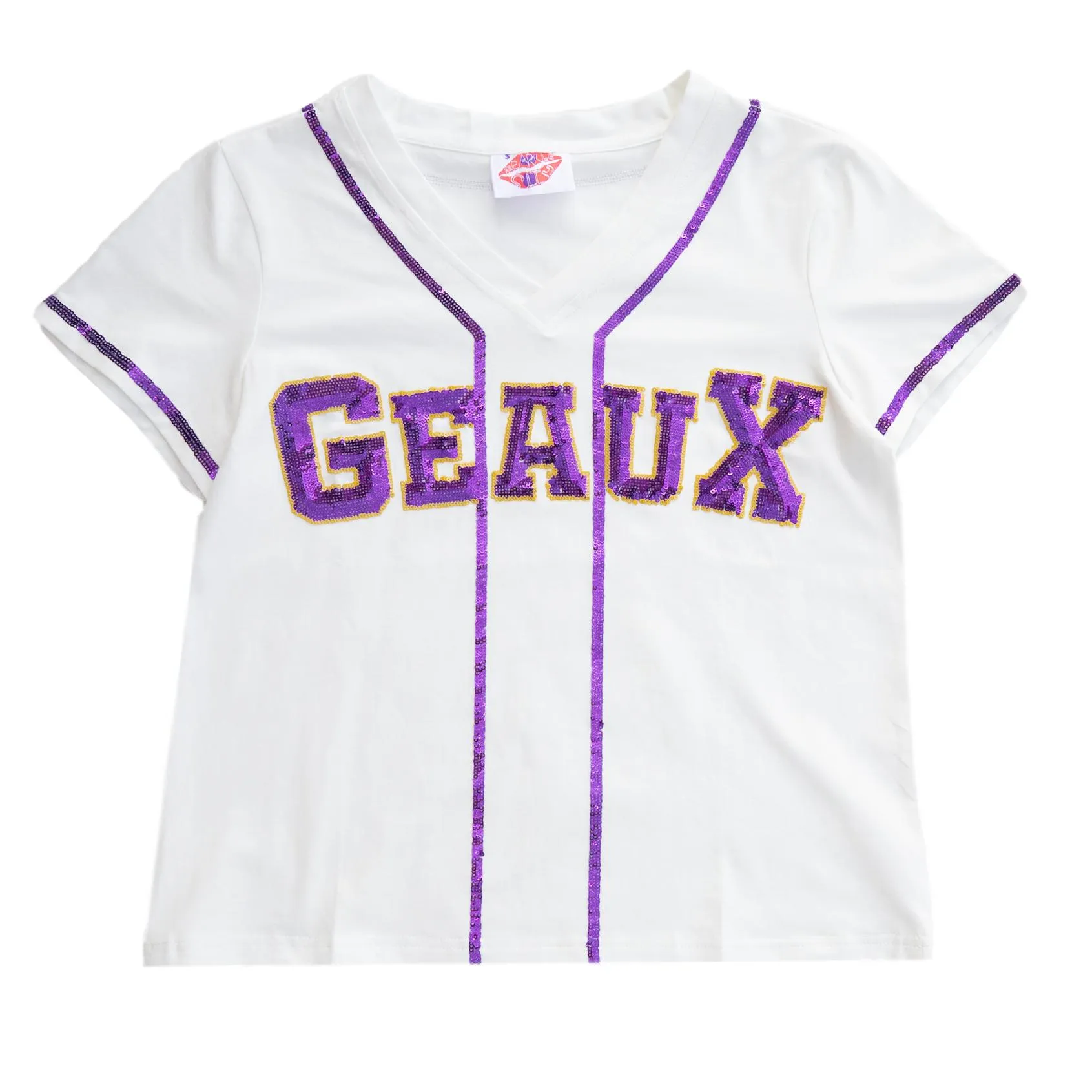 Sparkle Slugger GEAUX White Jersey Tee