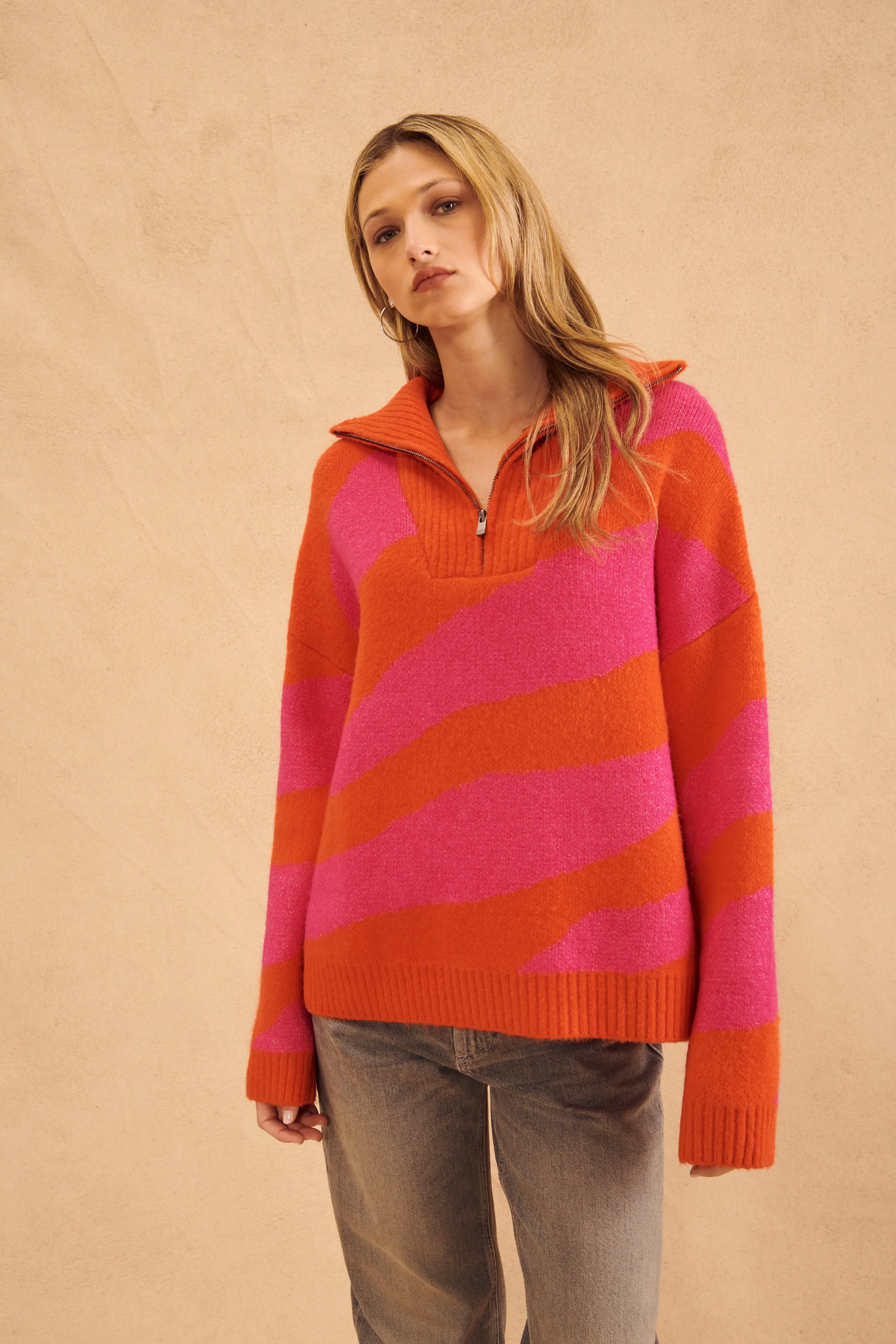 STORM WIDE STRIPE 1/4 ZIP SWEATER