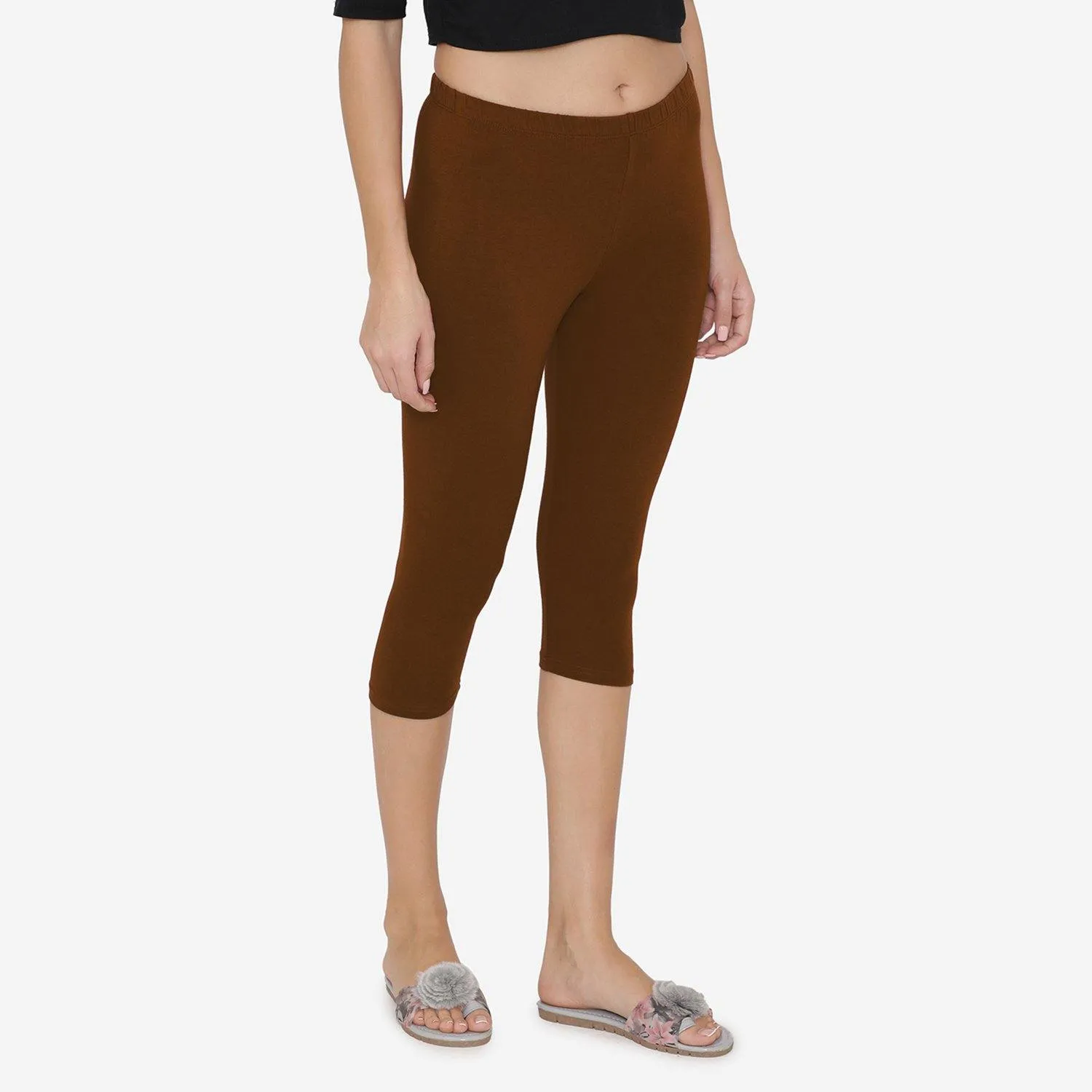 Women's Comfy Classy Capri Legging -  Dark Chocolate