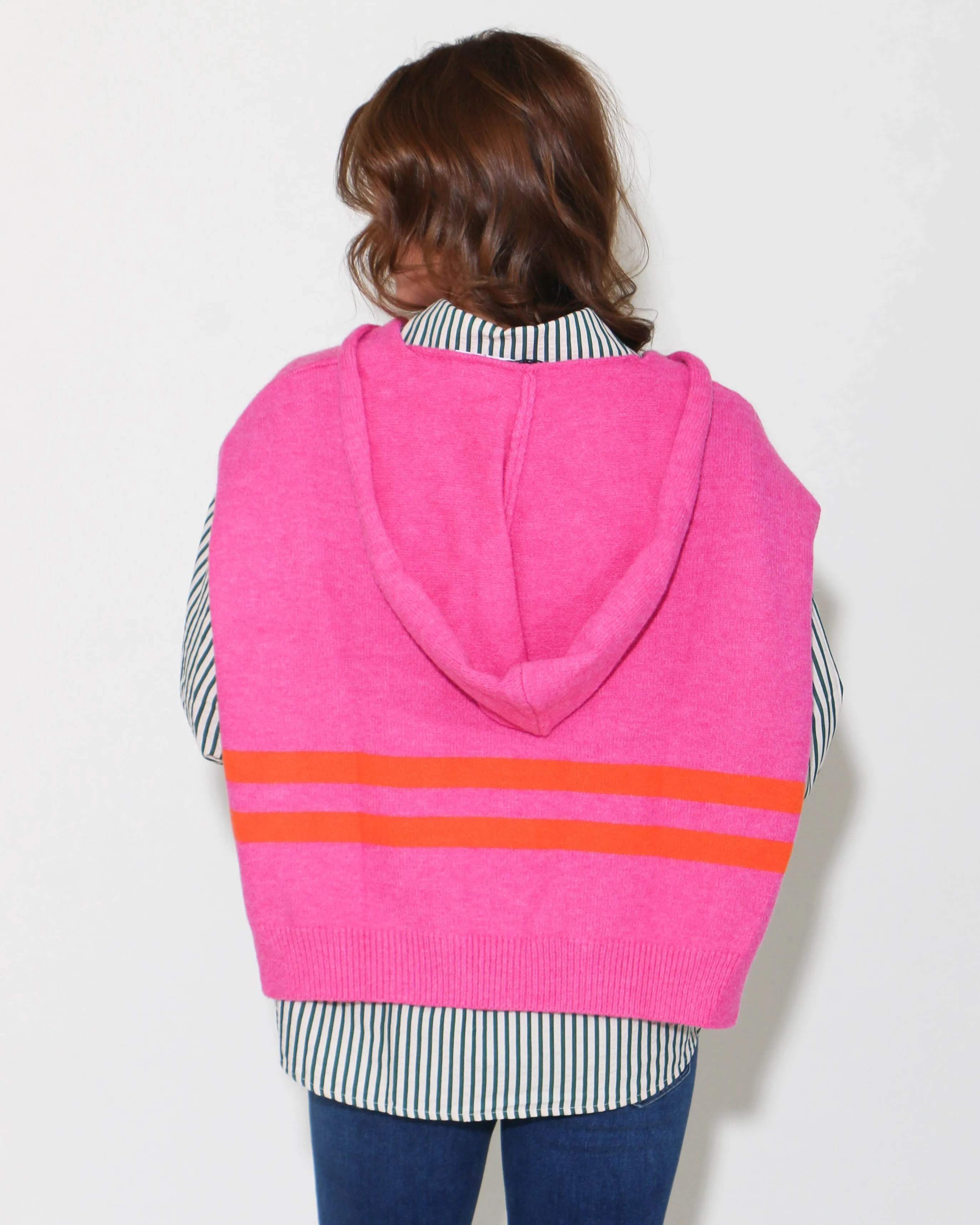 Woven Cape Style Sweater Top in Fuchsia