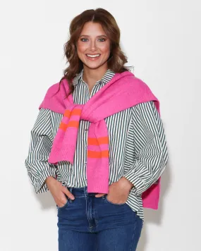 Woven Cape Style Sweater Top in Fuchsia